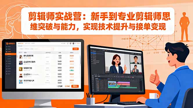 剪辑师实战营：新手到专业剪辑师思维突破与能力，实现技术提升与接单变现-亮剑学堂