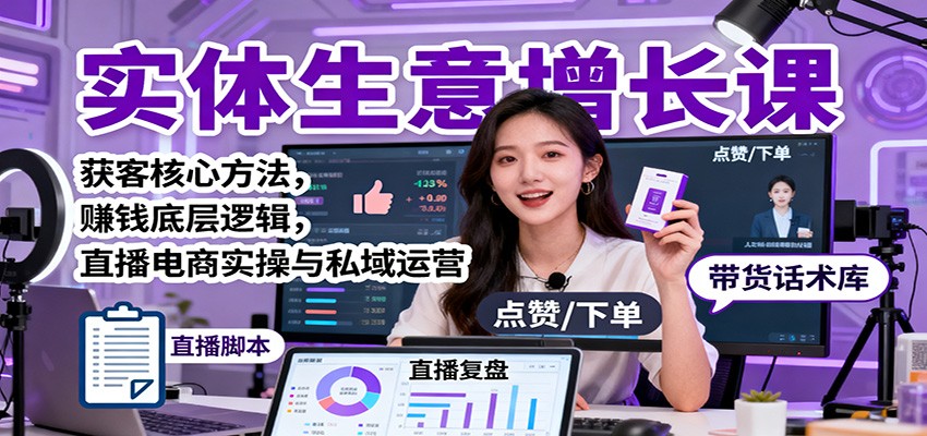 实体生意增长课：获客核心方法，赚钱底层逻辑，直播电商实操与私域运营-亮剑学堂
