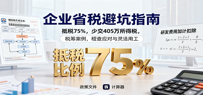 企业省税避坑指南：抵税75%，少交405万所得税，税筹案例，稽查应对与灵活用工-亮剑学堂