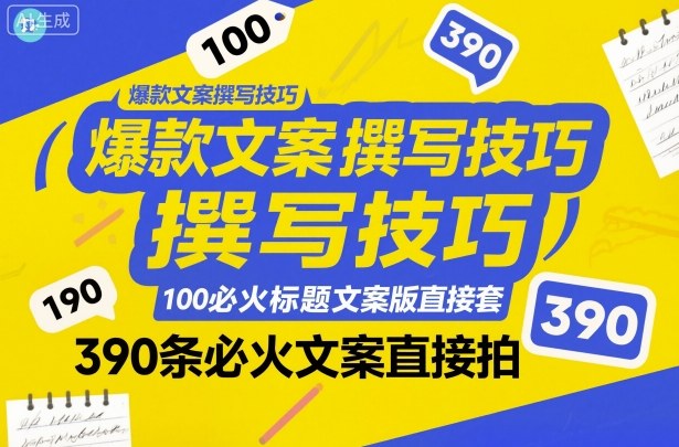 爆款文案撰写技巧，100个必火标题文案模版直接套，390条必火文案直接拍-爱尚学堂