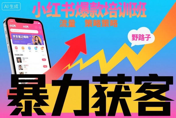 小红书爆款培训班，小红书获客野路子流量打法，暴力持续获客-亮剑学堂