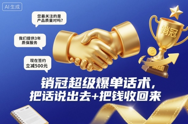 销冠超级爆单话术，把话说出去+把钱收回来-亮剑学堂