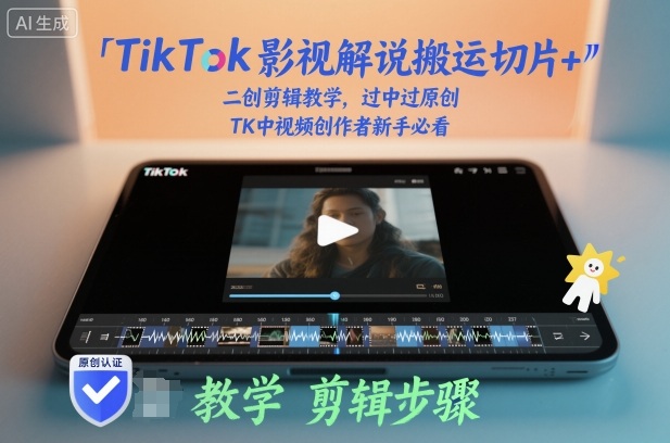 TikTok影视解说搬运切片+二创剪辑教学，过中过原创，TK中视频创作者新手必看-亮剑学堂