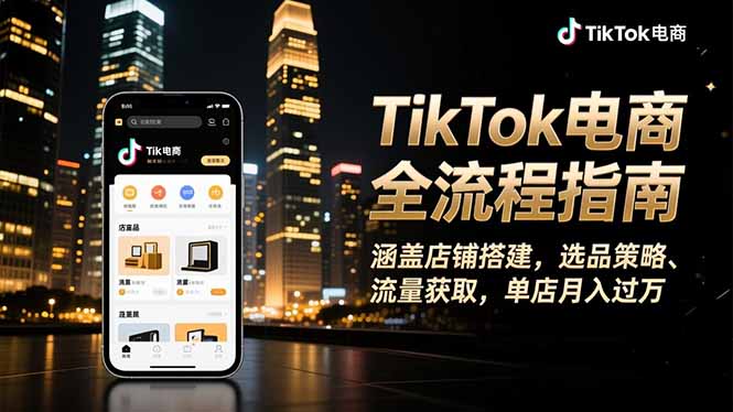 TikTok电商全流程指南，涵盖店铺搭建、选品策略、流量获取，单店月入过万-亮剑学堂