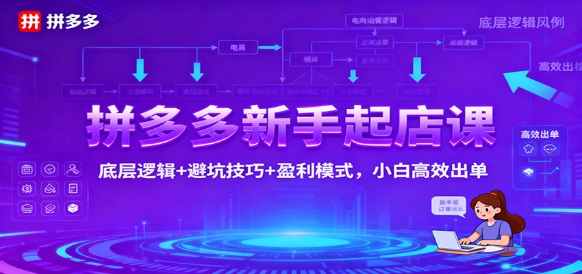 拼多多新手起店课：底层逻辑+避坑技巧+盈利模式，小白高效出单-亮剑学堂