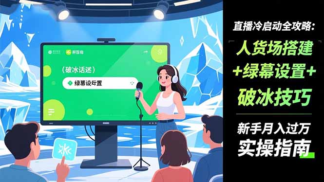 直播冷启动全攻略:人货场搭建+绿幕设置+破冰技巧，新手月入过万实操指南-亮剑学堂