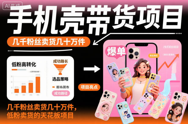 图片[1]-手机壳带货项目，几千粉丝卖货几十万件，短视频低粉卖货的天花板项目-亮剑学堂
