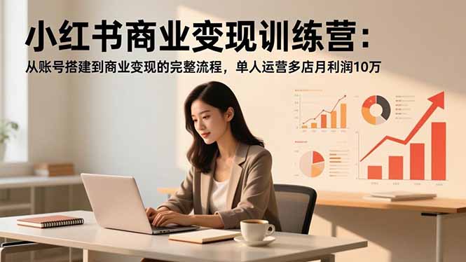 小红书商业变现训练营：从账号搭建到商业变现的完整流程，单人运营多店月利润10万-极光库