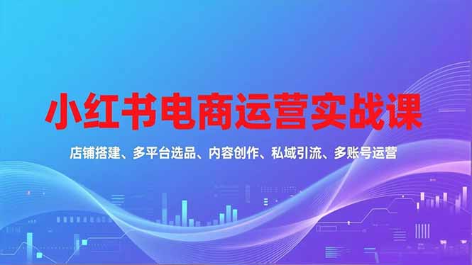 小红书电商运营实战课，店铺搭建、多平台选品、内容创作、私域引流、多账号运营等玩法-极光库