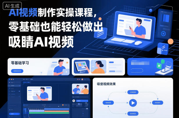 AI视频制作实操课程，零基础也能轻松做出吸睛AI视频-极光库