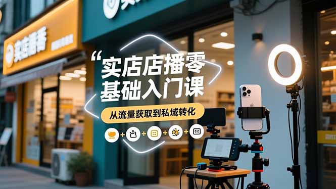 实体店播零基础入门课，实体店+短视频+直播+微信生态+私域社群，从流量获取到私域转化-极光库