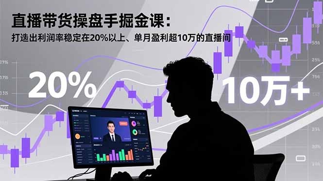 直播带货操盘手掘金课：打造出利润率稳定在20%以上、单月盈利超10万的直播间-极光库