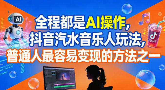 全程都是AI操作，抖音汽水音乐人玩法，普通人最容易变现的方法之一-极光库