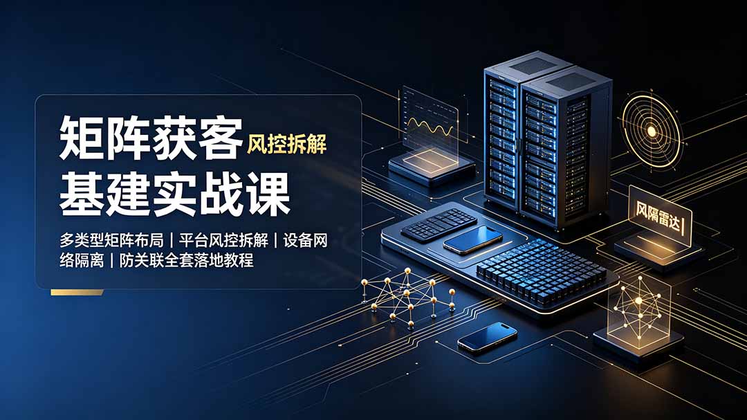 矩阵获客基建实战课：多类型矩阵布局｜平台风控拆解｜设备网络隔离｜防关联全套落地教程-极光库
