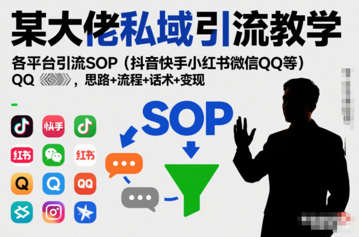 某大佬私域引流教学，各平台引流SOP(抖音快手小红书微信QQ等)，思路+流程+话术+变现(更新0708)-极光库