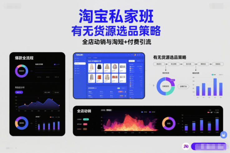 淘宝私家班，有无货源选品策略，高成功率爆款全流程打法，全店动销与淘短+付费引流(更新2026)-亮剑学堂