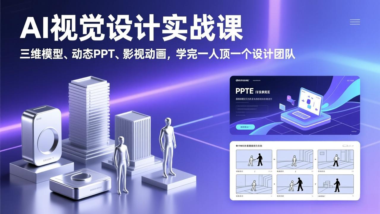 AI视觉设计实战课,三维模型、动态PPT、影视动画,学完一人顶一个设计团队-萤火虫教育