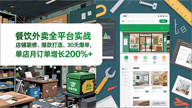 餐饮外卖全平台实战,店铺装修、爆款打造、30天爆单,手把手教学,单店月订单增长200%+-萤火虫教育