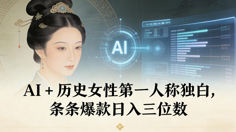 AI+历史女性第一人称独白，条条爆款日入三位数-亮剑学堂