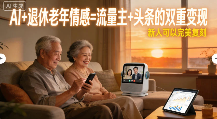 AI+退休老年情感=流量主+头条的双重变现，新人可以完美复刻-亮剑学堂