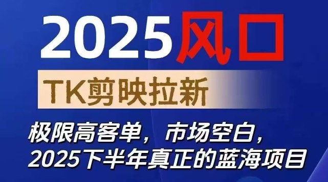 2025风口TK剪映capcut拉新项目,极限高客单,市场空白,2025下半年真正的蓝海项目-亮剑学堂