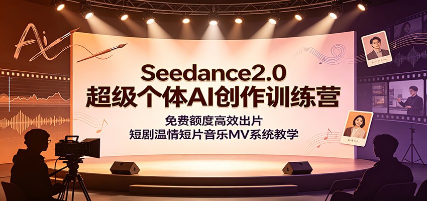 Seedance2.0超级个体AI创作训练营：免费额度高效出片，短剧温情短片音乐MV系统教学-极光库