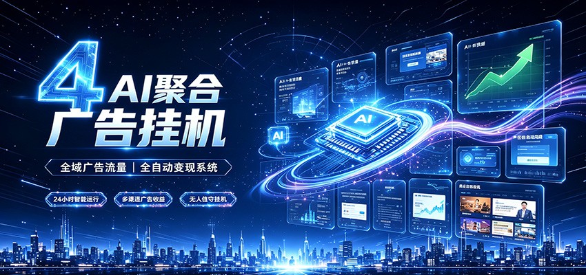 全域广告流量聚合，AI无人挂机稳赚佣金，打造长期稳定被动收入副业-极光库