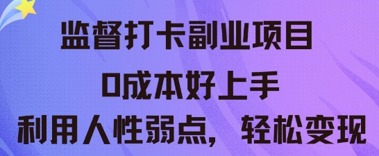 监督打卡副业新玩法，0成本好上手，利用人性的弱点轻松变现-极光库