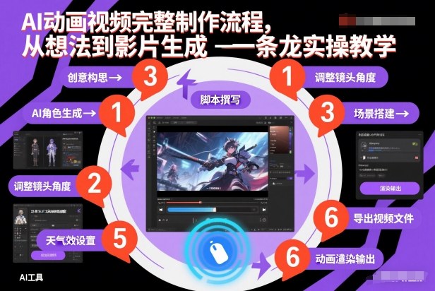 AI动画视频完整制作流程，从想法到影片生成一条龙实操教学-斗金教学