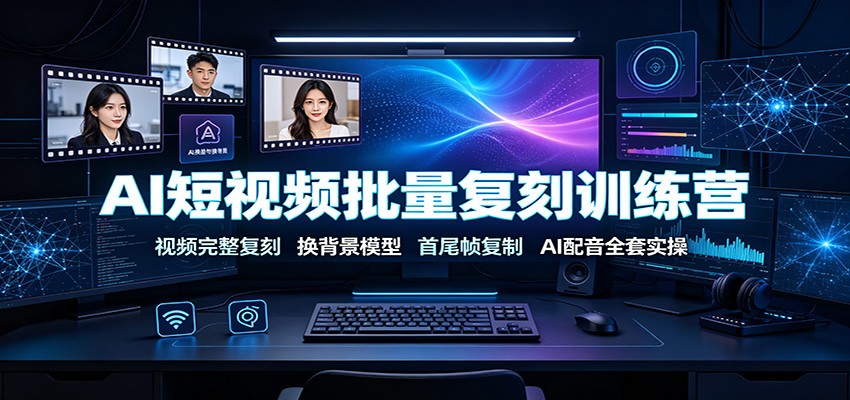 AI短视频批量复刻训练营：视频完整复刻，换背景模型、首尾帧复制、AI配音全套实操-极光库