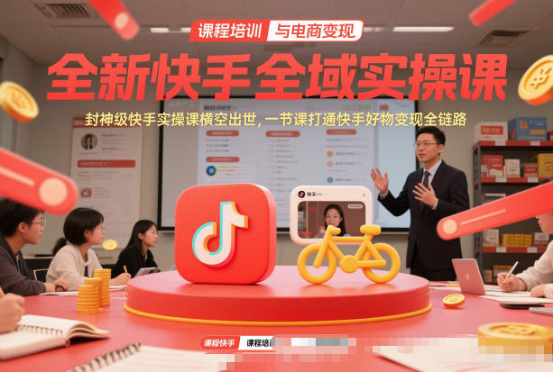 全新快手全域实操课，封神级快手实操课横空出世，一节课打通快手好物变现全链路-亮剑学堂