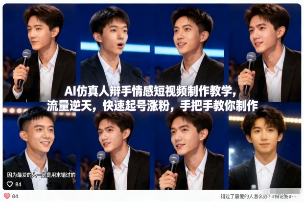 AI仿真人辩手情感短视频制作教学，流量逆天，快速起号涨粉，手把手教你制作-亮剑学堂
