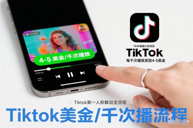 TK中视频计划项目，Tiktok第一人称解说流程，每干次播放奖励4-5美金-亮剑学堂