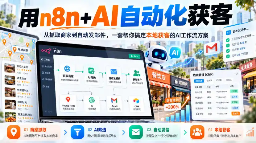n8n+AI自动化本地获客工作流：从商家抓取到邮件营销全流程-极光库