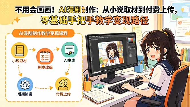 AI漫剧制作全流程：零基础小说改编到付费变现教学-极光库