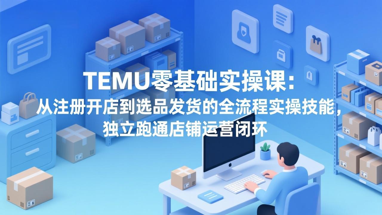 TEMU零基础实操课：从注册开店到选品发货的全流程实操技能，独立跑通店铺运营闭环-亮剑学堂