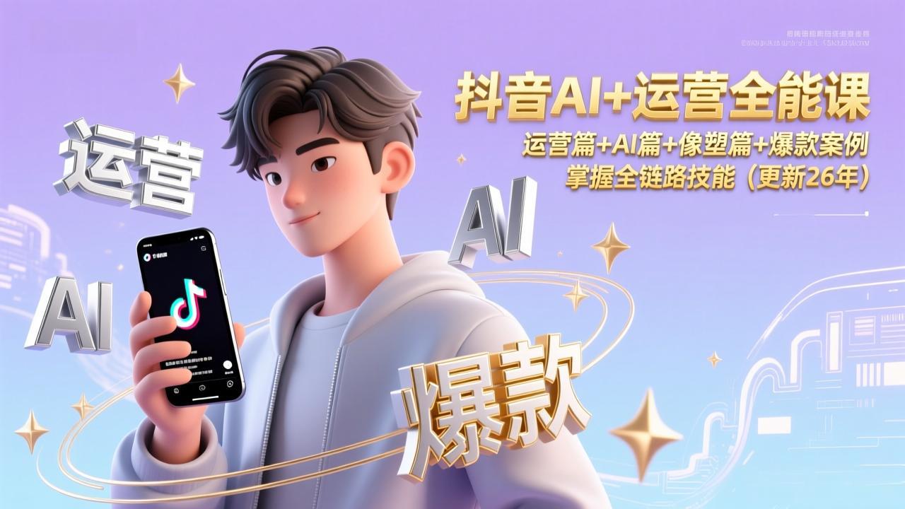 抖音AI+运营全能课，运营篇+AI篇+像塑篇+爆款案例，掌握全链路技能(更新26年-亮剑学堂