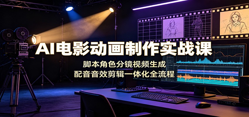 AI电影动画制作实战课：脚本角色分镜视频生成，配音音效剪辑一体化全流程-极光库