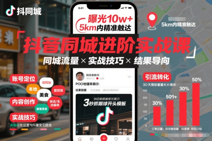 抖音同城进阶实战课，助你同城流量拿到结果-亮剑学堂