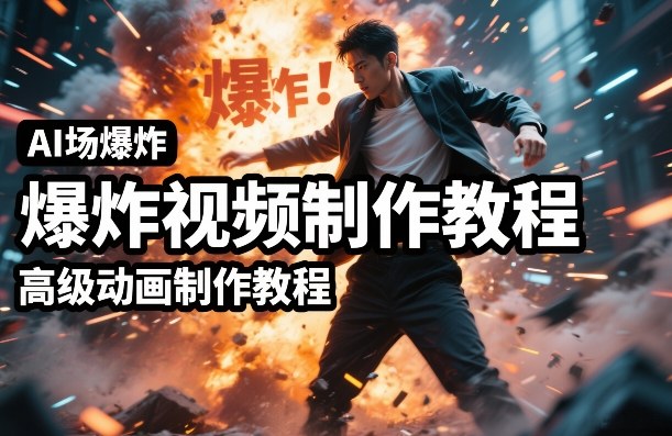 AI场景爆炸视频制作教程，利用人物实拍视频制作出高级的动画特效-迷胡学堂