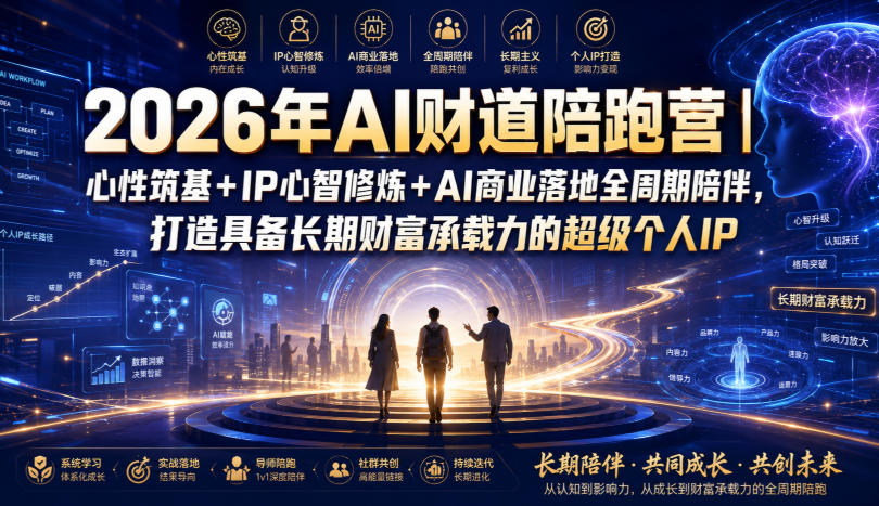 2026年AI财道陪跑营｜心性筑基+IP心智修炼+AI商业落地全周期陪伴，打造具备长期财富承载力的超级个人IP-极光库