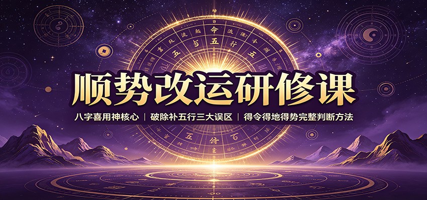 顺势改运研修课:八字喜用神核心,破除补五行三大误区,得令得地得势完整判断方法-极光库