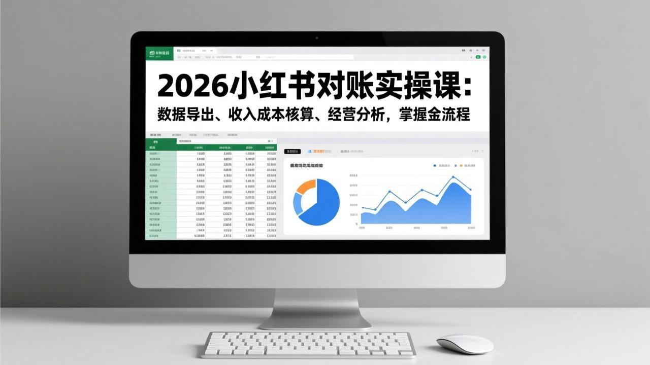 2026小红书对账实操课:数据导出、收入成本核算、经营分析,掌握全流程-亮剑学堂