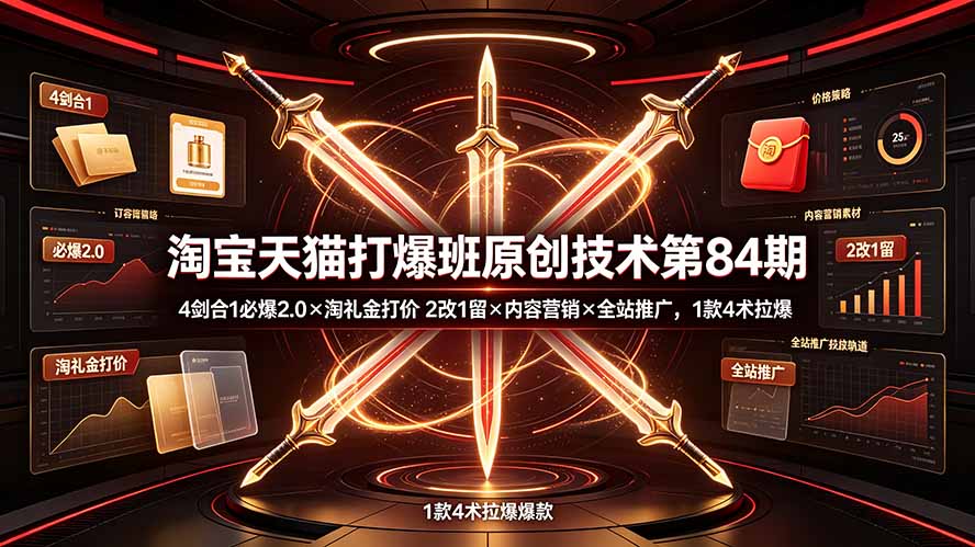 淘宝天猫原创打爆班第84期：四剑合1必爆2.0实战教程-极光库