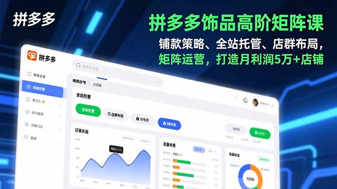 拼多多饰品高阶矩阵课，铺款策略、全站托管、店群布局，矩阵运营，打造月利润5万+店铺-萤火虫教育