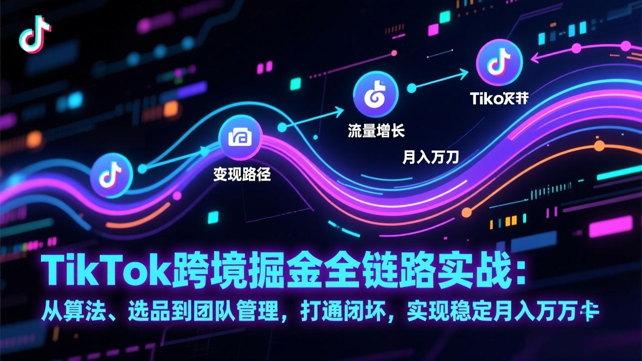 TikTok跨境掘金全链路实战:从算法、选品到团队管理,打通闭环,实现稳定月入万刀-萤火虫教育