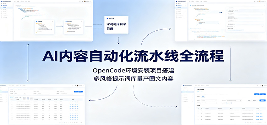 AI内容自动化流水线全流程：OpenCode环境安装项目搭建，多风格提示词库量产图文内容-极光库