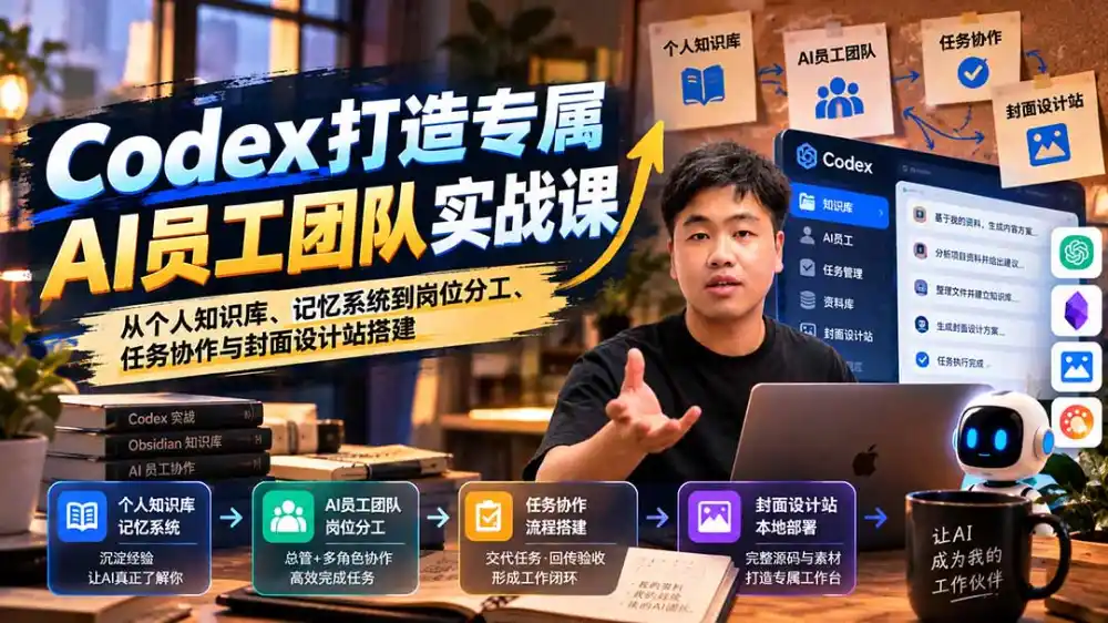 Codex打造专属AI员工团队实战课:从知识库到封面设计站-极光库