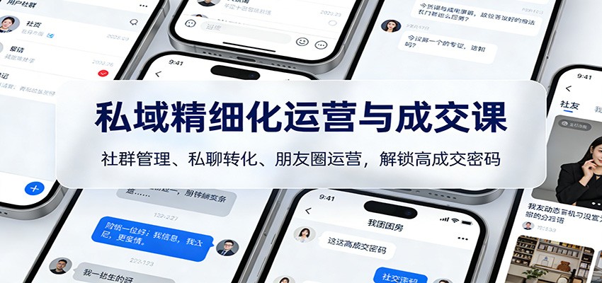 私域精细化运营与成交课：社群管理、私聊转化、朋友圈运营，解锁高成交密码-亮剑学堂