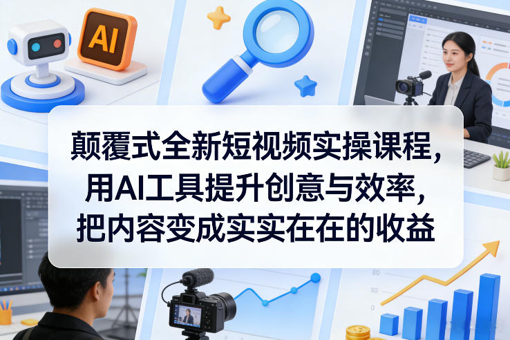 颠覆式全新短视频实操课程，用AI工具提升创意与效率，把内容变成实实在在的收益-迷胡学堂